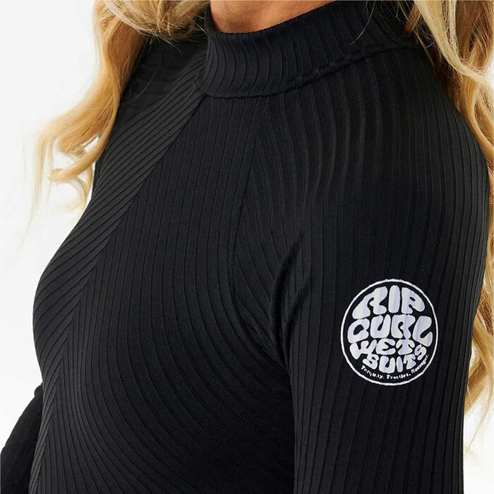 2024 Rip Curl Frauen Premium Surf Long Sleeve Back Zip Surfsuit 15CWRV - Black